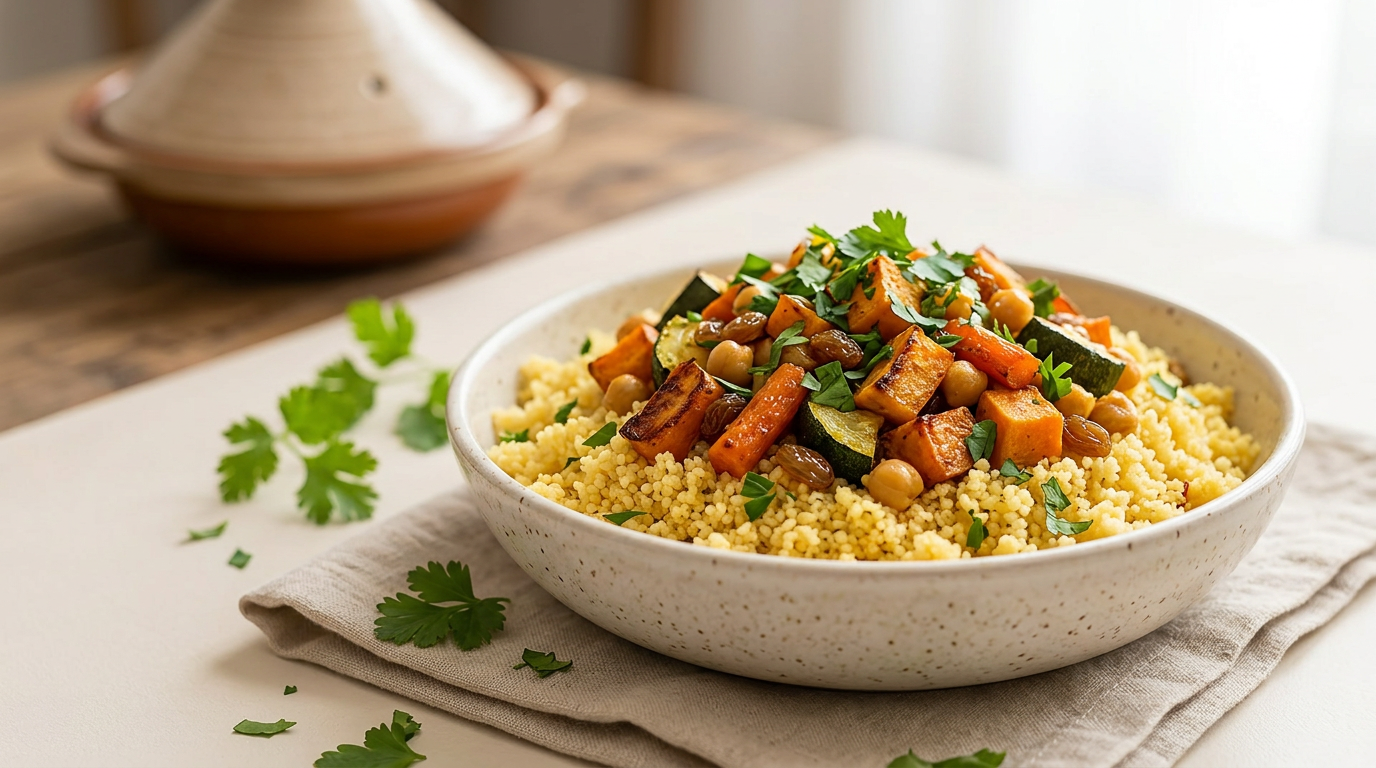 Schneller und aromatischer Couscous mit Gemüse und Halloumi